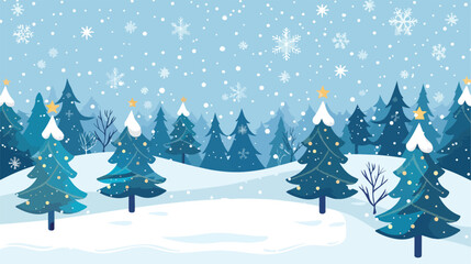 Christmas on snow white with sky background flat vector