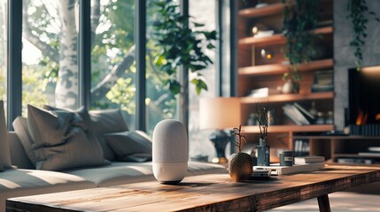 Smart home devices for work reminders, voiceactivated tasks, organized day, peaceful evening , octane render