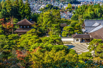 Colorful Ginkakuji Silver Pavilion Temple Rock Garden Kyoto Japa