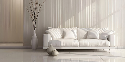 white sofa in living room interior with modern bright interiors 3d rendering illustration.AI Generative
