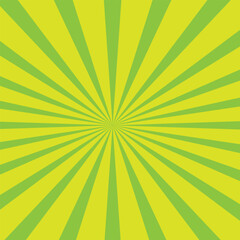 Comic starburst pattern. Green sunburst effect. Cartoon banner with dots and rays. Vintage duotone texture