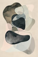Fototapeta premium Abstract geometric shapes in earth tones and scandinavian, japandi style. Earth tone colored abstract shapes with a modern artistic style depicting geometric forms and patterns