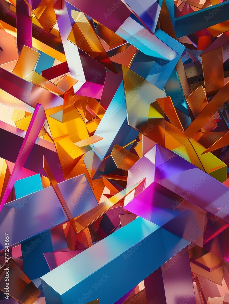 Poster abstract geometry intersecting and overlapping shapes in artistic composition.