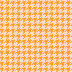 Tweed plaid pattern in orange, beige, pink. Seamless background textured houndstooth tartan check  print for dress, jacket, trousers, scarf, other modern spring autumn winter fashion fabric  