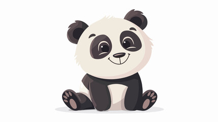 Cute little Cartoon panda sitting isolated on white background