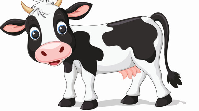 Cute little Cartoon cow cartoon on white background fl