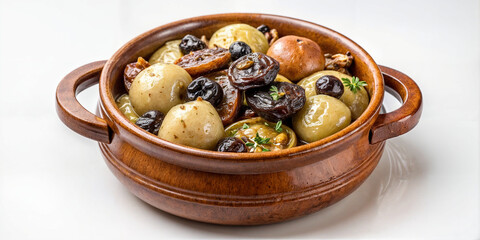 Fototapeta premium fried, potatoes with mushrooms, in a clay pot, pot