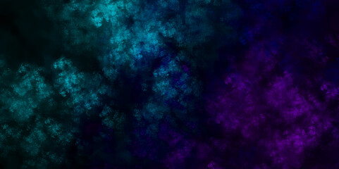 Star field background Aquamarine and blue and purple nebula universe. Cosmic neon light blue watercolor background aquarelle deep black Paper textured. Fantastic outer view space art.