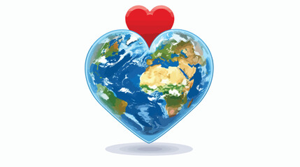 Earth heart image vector icon logo flat vector