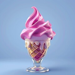 Realistic 3d ice cream dessert isolated on pastel background
