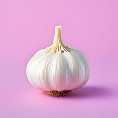 garlic bulb isolated in one solid pastel color background
