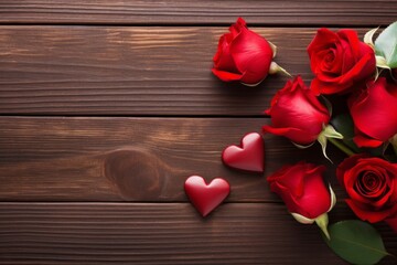 Naklejka na ściany i meble red roses and heart