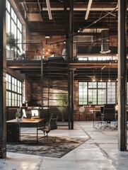 collaborative coworking space in repurposed industrial building