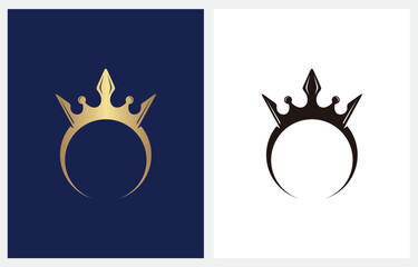 Luxury Crown Ring Diamond Jewelry Gold Logo Design Vector Icon