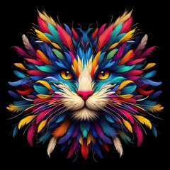 Obraz premium Isolated Colorful Cat on a Clear PNG Canvas, Generative AI