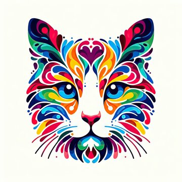 Isolated Colorful Cat on a Clear PNG Canvas, Generative AI