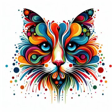 Isolated Colorful Cat on a Clear PNG Canvas, Generative AI