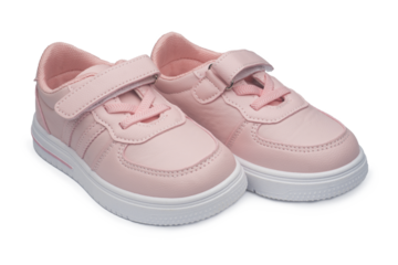 pink leather sneakers on isolated on a white background. children's sports shoes