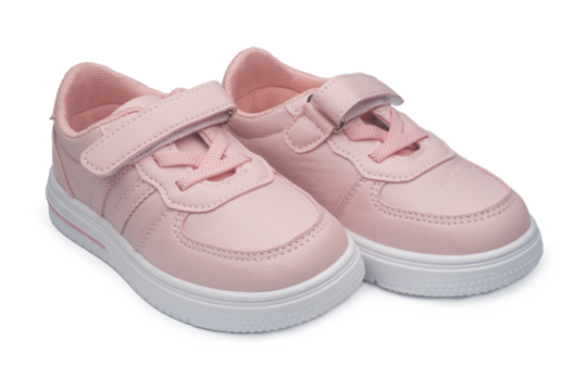 pink leather sneakers on isolated on a white background. children's sports shoes