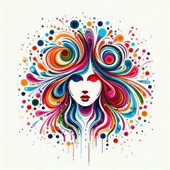 Isolated Colorful Women Face on a Clear PNG Canvas, Generative AI