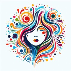 Isolated Colorful Women Face on a Clear PNG Canvas, Generative AI
