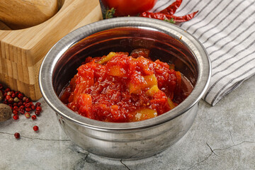 Homemade Lecho with tomato and paprika
