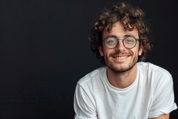 Smiling Man With Glasses - obrazy, fototapety, plakaty