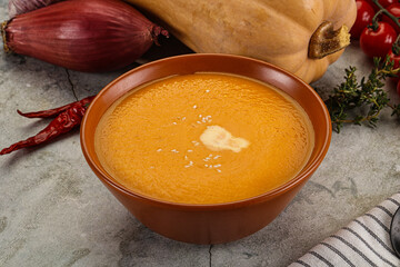 Vegetarian Pumpkin soup with spices