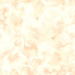 Seamless pattern of abstract blots and splashes beige color. Hand drawn watercolor illustration vintage backdrop brown shade. Background template stylized for fabric, wallpaper, scrapbooking, covers.