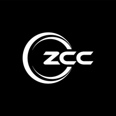 ZCC letter logo design with black background in illustrator, cube logo, vector logo, modern alphabet font overlap style. calligraphy designs for logo, Poster, Invitation, etc.