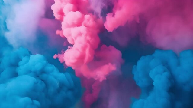 Abstract shapes and vibrant hues collide in this captivating photo of smoke bombs