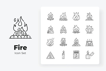 fire outline icon design set