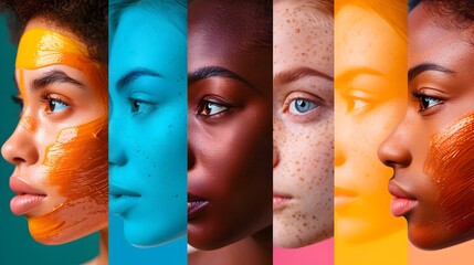 Diverse Skin Tones and Conditions in Vibrant Collage for Medical and Wellness Education - obrazy, fototapety, plakaty
