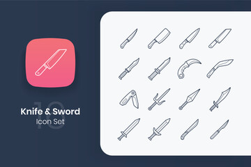 knife outline icon design set