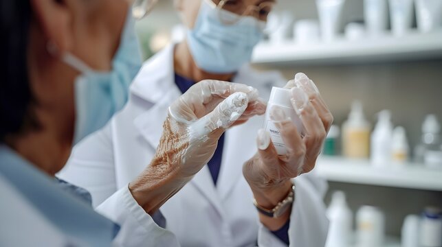Dermatologist's Hands Applying Healing Cream to Inflamed Patient's Skin in Sterile Medical Environment
