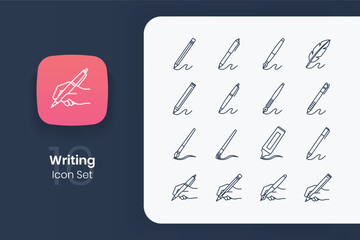 outline writing icon design set