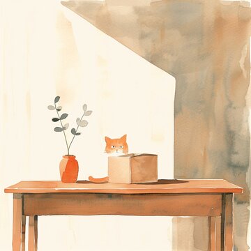 Katze in Aquarell, made by AI