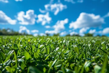 Obraz premium Green Grass Field Under Blue Sky