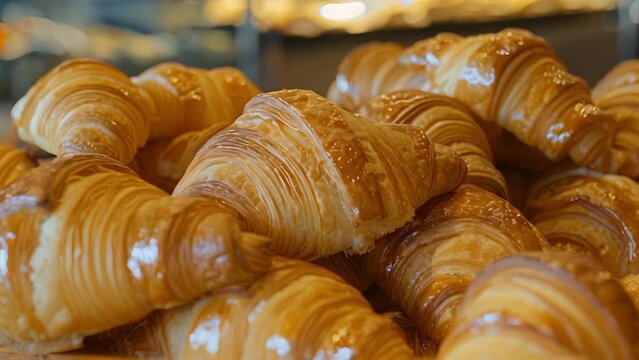 A pile of soft fluffy croissants ready to be paired with butter jam or cheese.