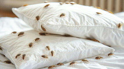 Fototapeta na wymiar Bedbugs on the bed.