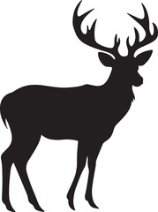 Deer Silhouette Vector Illustration White Background
