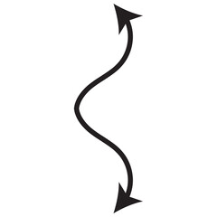 Dual semi circle arrow. Vector illustration. Semicircular curved thin long double ended arrow.  Vector illustration