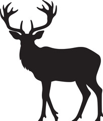 Deer Silhouette Vector Illustration White Background