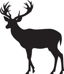 Deer Silhouette Vector Illustration White Background