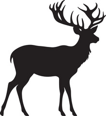 Deer Silhouette Vector Illustration White Background