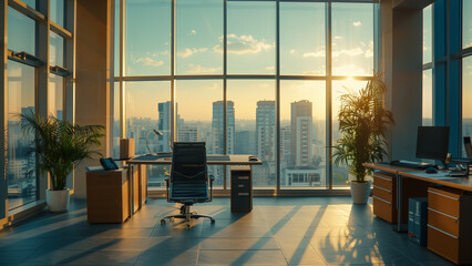 Modern Minimalism: A Panoramic Office View