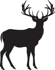 Deer Silhouette Vector Illustration White Background