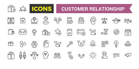 Customer relationship management software vector icons with editable stroke. Vector relationship management editable stroke. Vector illustration.
