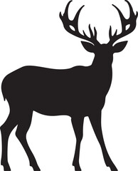 Obraz premium Deer Silhouette Vector Illustration White Background