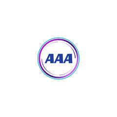 AAA creative initial letter flat monogram logo design with White background.Vector logo modern alphabet gradient color frame style.
